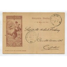 ARGENTINA ENTERO POSTAL GJ TAR-43-K TARJETA POSTAL CON ILUSTRACION AL DORSO USADO U$ 10